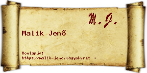 Malik Jenő névjegykártya